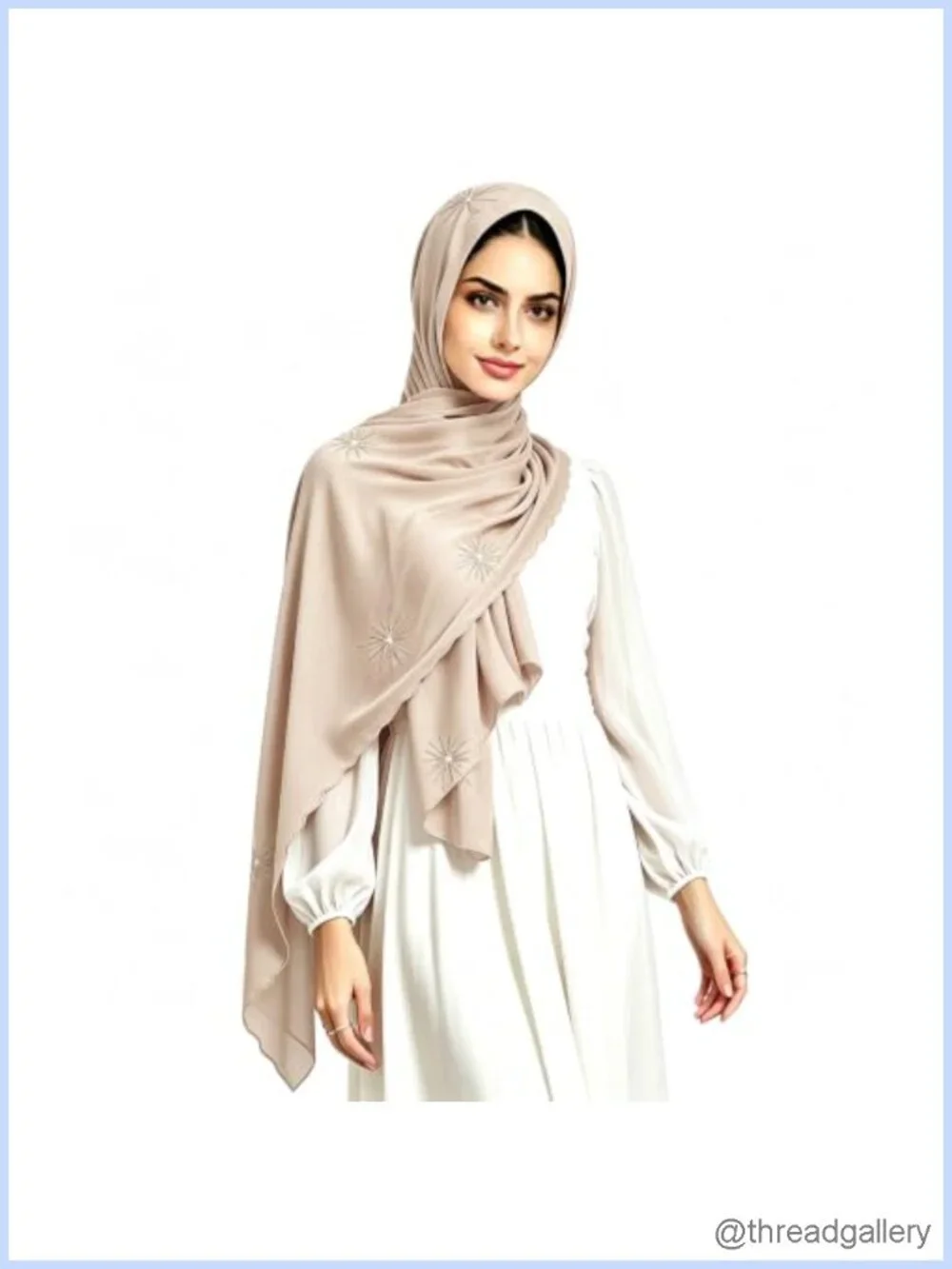 Silk Feeling Sequined Hijab Scarf for Women Embroidered Lightweight Shawl Wrap